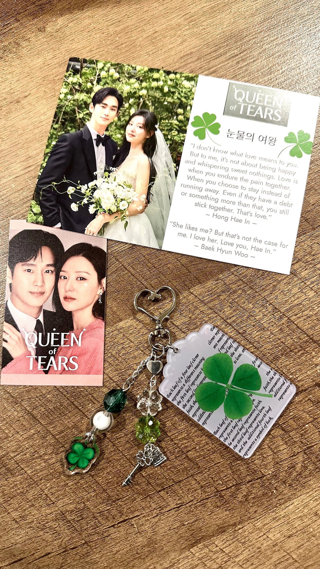 Queen Of Tears Inspired Four-Leaf Clover Keychain