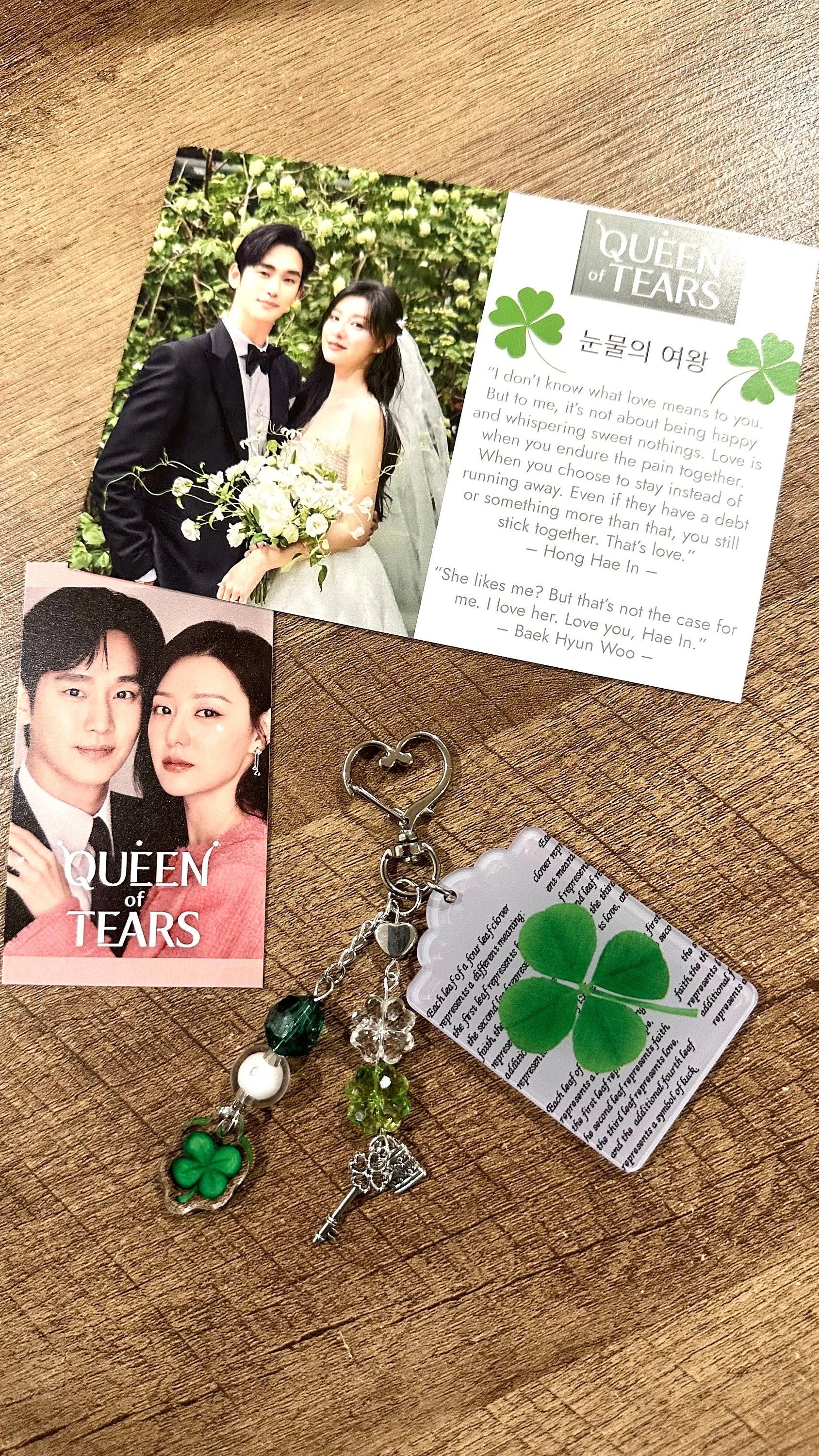 Queen Of Tears Inspired Four-Leaf Clover Keychain